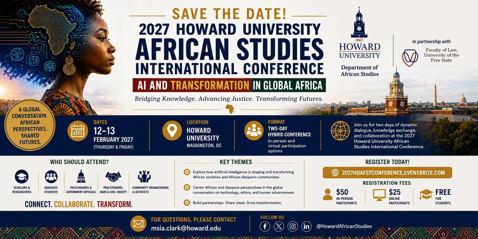 2027 Howard University African Studies International Conference event flyer