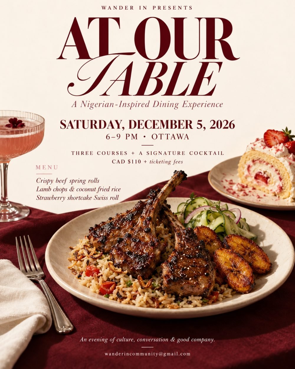 Event flyer: At Our Table: A Nigerian Dining Experience