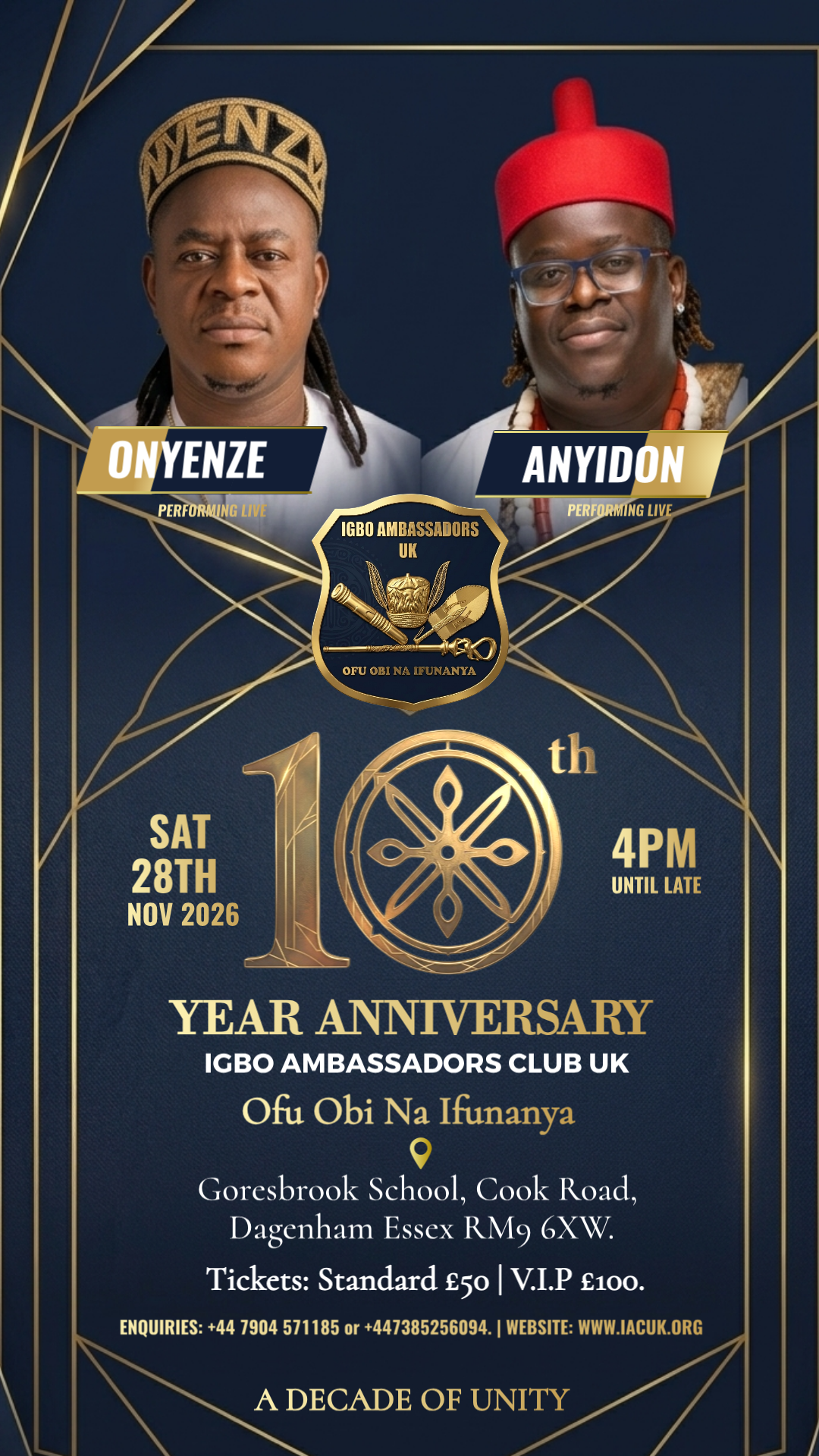 Igbo Ambassadors Club UK 10th Anniversary Celebration event flyer