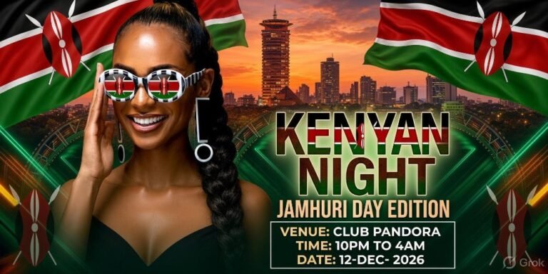 Event flyer: Kenyan Night (Jamhuri 2026 Edition)