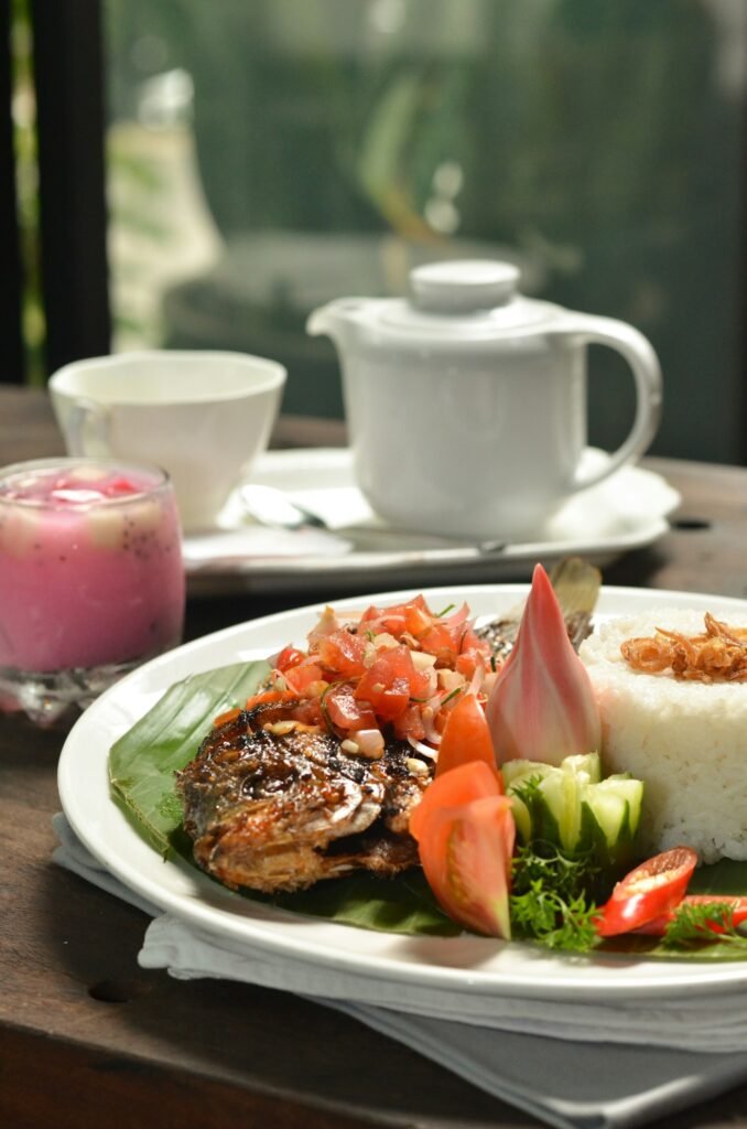 Plate of meat and vegetables