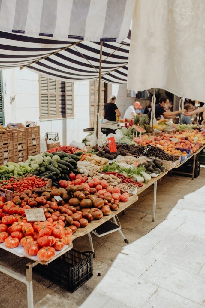 Market stall with fruit and vegetables