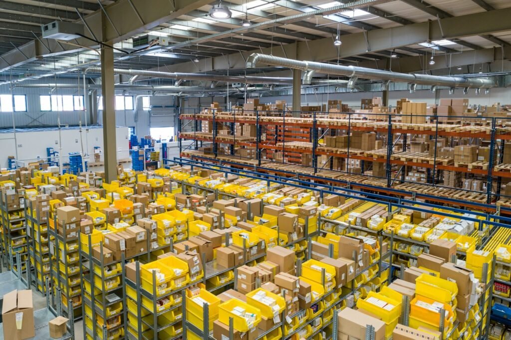 Stocked food distribution warehouse
