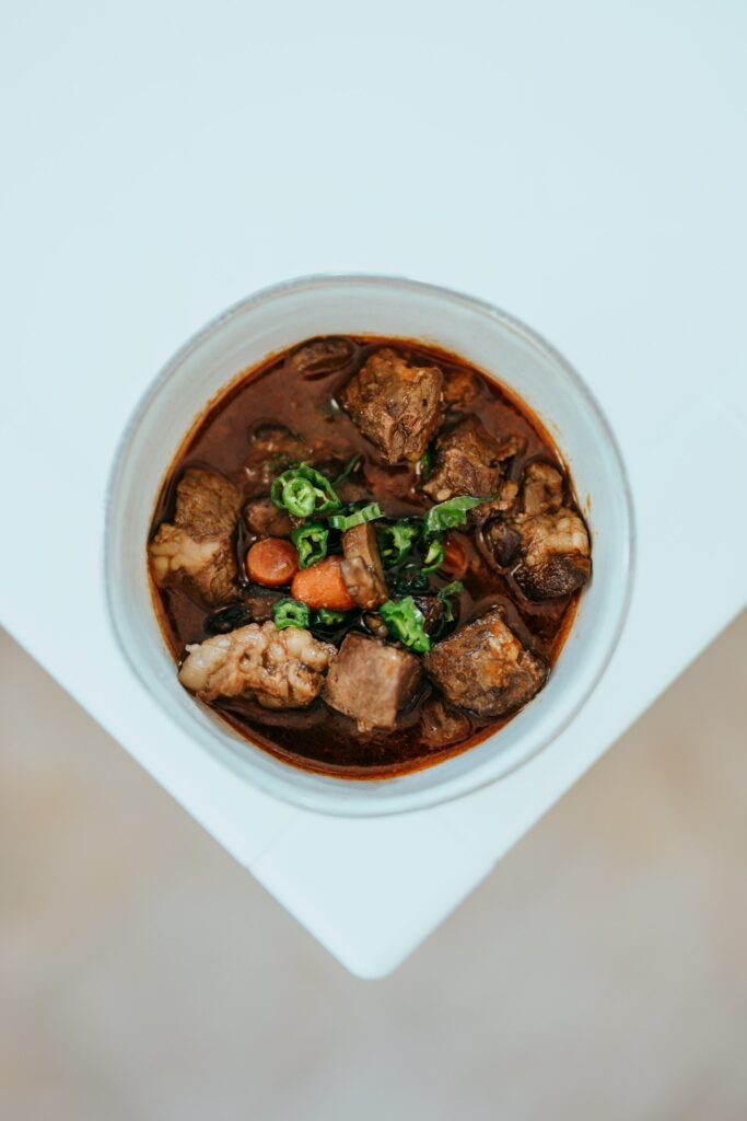 Bowl of pepper soup with meat