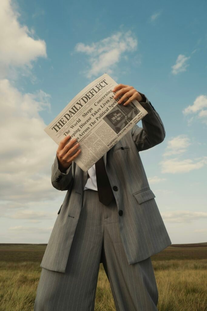Person reading a newspaper